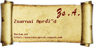 Zsarnai Apród névjegykártya